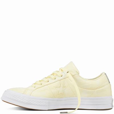 Converse One Star Peached Wash Low Tops Mens - Lemon/Lemon Shoes (979ELDFY)